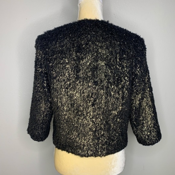 NWT Chelsea Violet Fuzzy Gold Black Bolero Jacket - Picture 5 of 8
